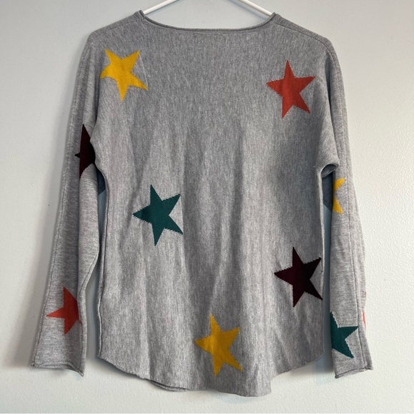 Rachel Zoe Crew Neck Pullover Sweater Sz M Star Stars Rainbow Gray Lightweight - Picture 9 of 9